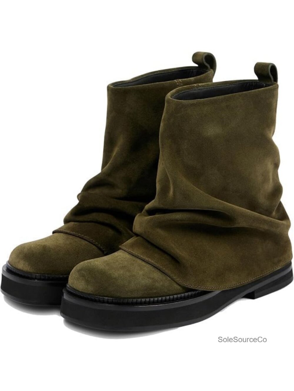 Women's Slouchy Ankle Boots Suede Pull On Chunky Low Heel Platform Boot